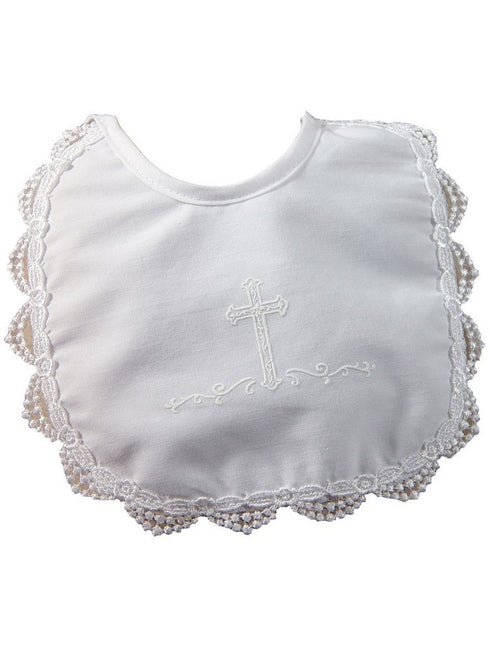 Little Things Mean A Lot White Venice Trim Screened Cross Bib - SophiasStyle.com