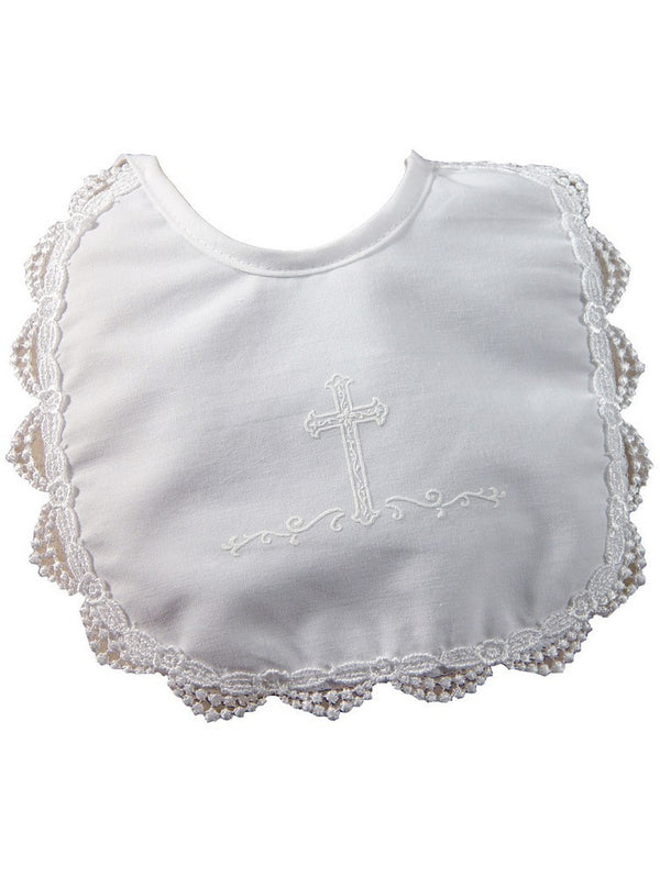 Little Things Mean A Lot White Venice Trim Screened Cross Bib - SophiasStyle.com