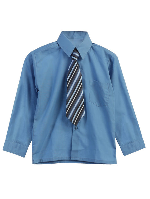 Rafael Little Boys Tie Long Sleeve Dress Shirt 2T-7 - SophiasStyle.com