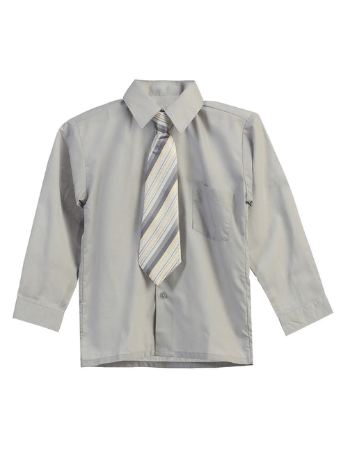 Rafael Little Boys Tie Long Sleeve Dress Shirt 2T-7 - SophiasStyle.com