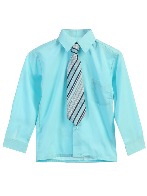 Rafael Little Boys Tie Long Sleeve Dress Shirt 2T-7 - SophiasStyle.com