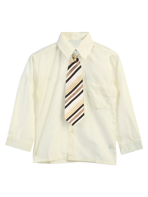 Rafael Little Boys Tie Long Sleeve Dress Shirt 2T-7 - SophiasStyle.com