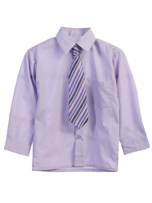 Rafael Little Boys Tie Long Sleeve Dress Shirt 2T-7 - SophiasStyle.com