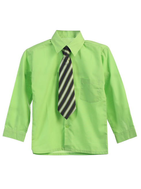 Rafael Little Boys Tie Long Sleeve Dress Shirt 2T-7 - SophiasStyle.com
