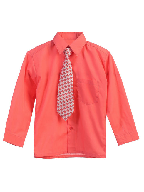 Rafael Little Boys Tie Long Sleeve Dress Shirt 2T-7 - SophiasStyle.com