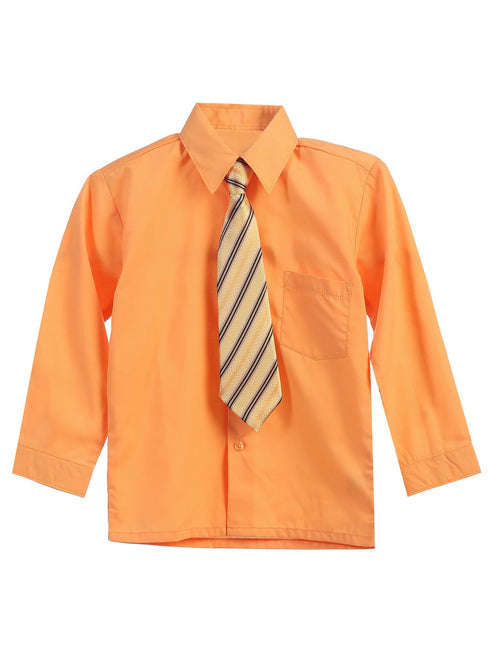 Rafael Little Boys Tie Long Sleeve Dress Shirt 2T-7 - SophiasStyle.com