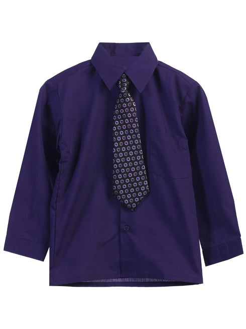 Rafael Little Boys Tie Long Sleeve Dress Shirt 2T-7 - SophiasStyle.com