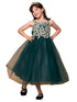 Flower Girl Dress with Gold Embroidered Top and Tulle Overlay Skirt, Sizes 2-16 - SophiasStyle.com