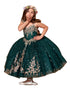 Girls Emerald Green Floral Appliques Ball Gown 3-16 - SophiasStyle.com