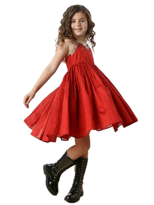 Ooh La La Couture Girls Ruby Evaleen Stone Halter Dress, 12M-14 - SophiasStyle.com