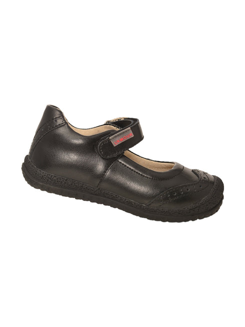 L'Amour Girls Black Brogue Detail Flexible Sole Mary Jane Shoes 4-10 Toddler - SophiasStyle.com