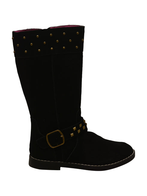 L'Amour Little Girls Black Studded Side Zipper Tall Winter Boots 7-10 Toddler - SophiasStyle.com