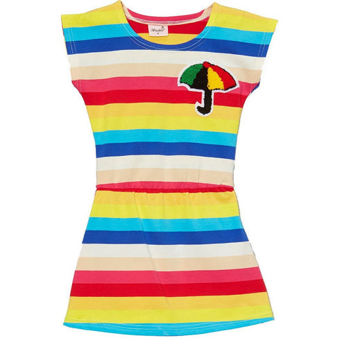 Little Girls Multi Color Rainbow Stripes Umbrella Polo Dress 24M-8 - SophiasStyle.com