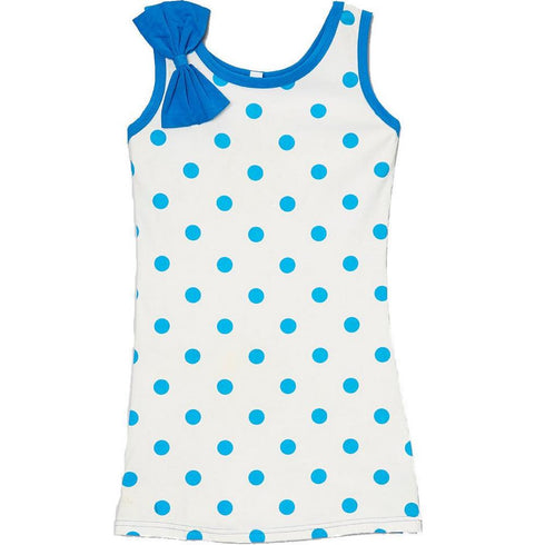 Little Girls Navy Polka Dots Bow Sleeveless Dress 24M-8 - SophiasStyle.com