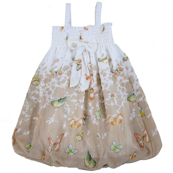 Little Girls White Brown Butterflies Chiffon Baby Doll Dress 24M-8 - SophiasStyle.com