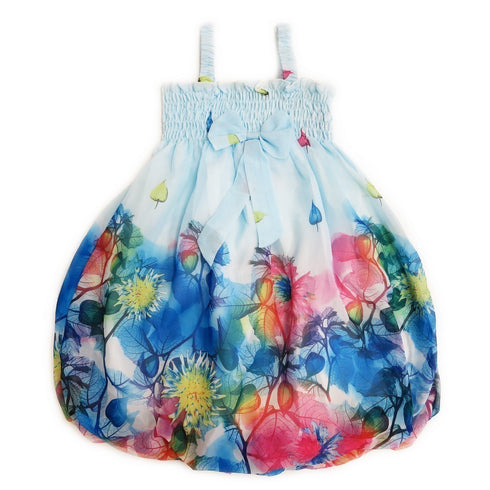 Little Girls Baby Blue Leaves Chiffon Baby Doll Dress 24M-8 - SophiasStyle.com