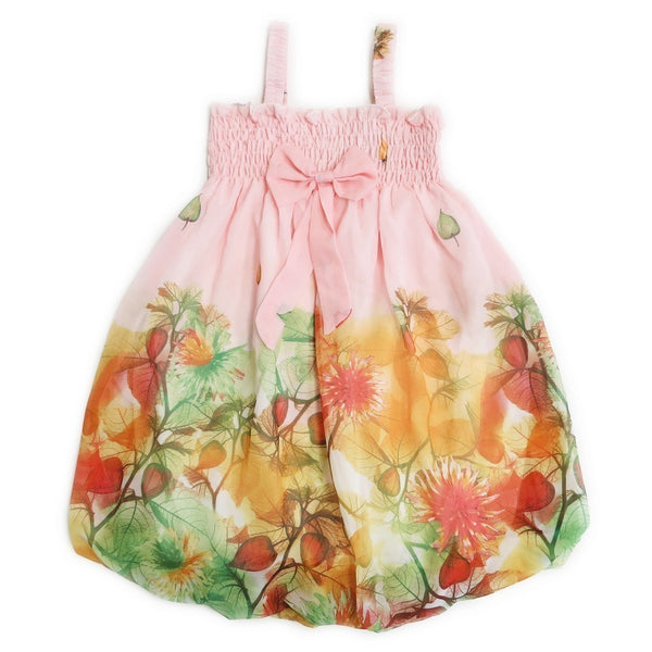 Little Girls Light Pink Leaves Chiffon Baby Doll Dress 24M-8 - SophiasStyle.com