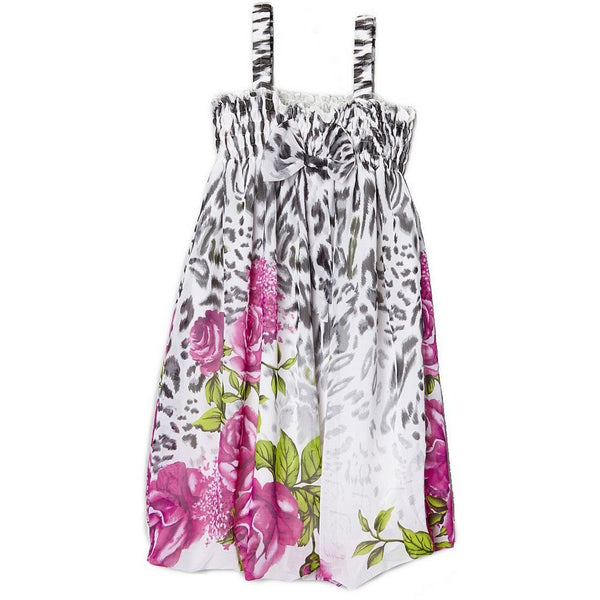 Little Girls Black White Rose Chiffon Baby Doll Dress 24M-8 - SophiasStyle.com