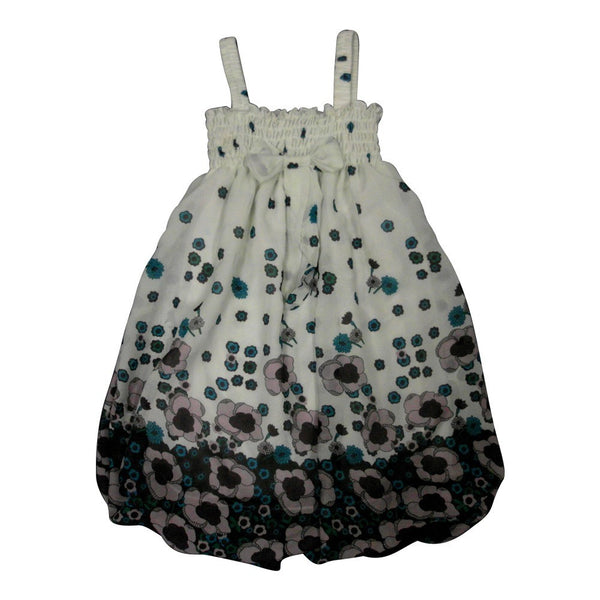 Little Girls Black White Floral Print Chiffon Baby Doll Dress 24M-8 - SophiasStyle.com