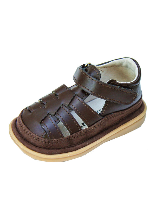 Mooshu Trainers Little Boys Chocolate Fisher Squeaky Sandals 5-9 Toddler - SophiasStyle.com