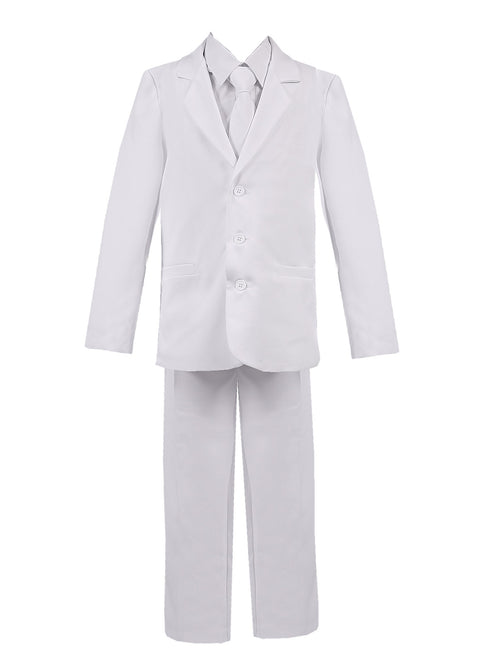 Big Boys White 5 Pcs Vest Shirt Tie Pants Jacket Classic Formal Suit 8-20 Husky - SophiasStyle.com