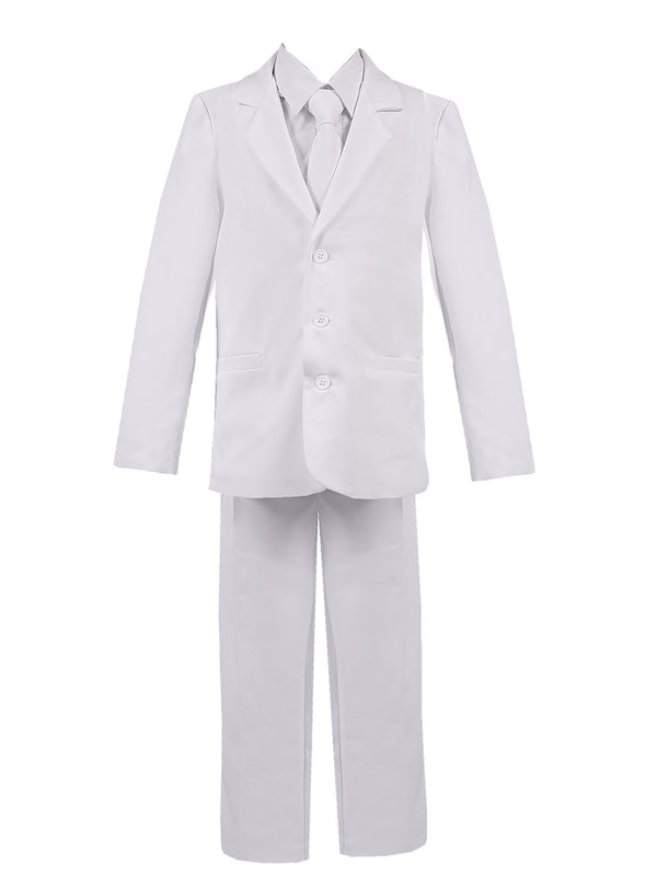Big Boys White 5 Pcs Vest Shirt Tie Pants Jacket Classic Formal Suit 8-20 Husky - SophiasStyle.com