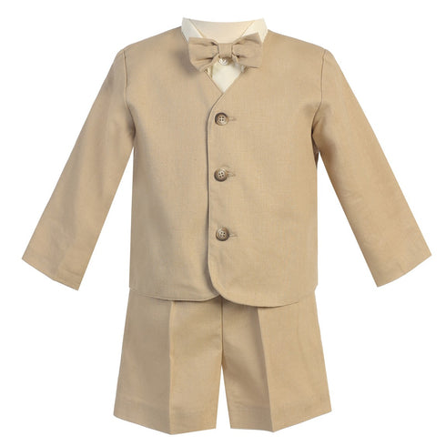 Lito Baby Boys Khaki Eton Short Formal Ring Bearer Easter Suit 6-24M - SophiasStyle.com
