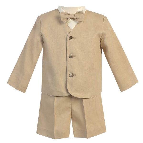 Lito Baby Boys Khaki Eton Short Formal Ring Bearer Easter Suit 6-24M - SophiasStyle.com