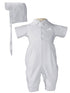 Baby Boys White Vested Gabardine Short Sleeve Christening Outfit NB-24M - SophiasStyle.com