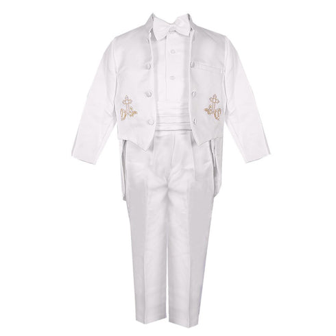 Rafael Collection Little Boys 5 Pc Gold Embroidery Tailed Tuxedo 2-7 - SophiasStyle.com
