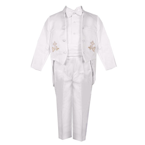 Rafael Collection Baby Boys 5 Pc Gold Embroidery Tailed Tuxedo 6-24M - SophiasStyle.com