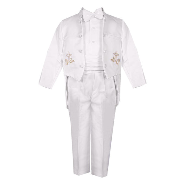 Rafael Collection Baby Boys 5 Pc Gold Embroidery Tailed Tuxedo 6-24M - SophiasStyle.com