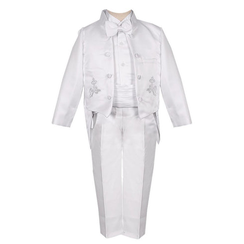 Rafael Collection Baby Boys 5 Pc Silver Embroidery Tailed Tuxedo 6-24M - SophiasStyle.com