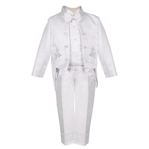 Rafael Collection Little Boys 5 Pc Silver Embroidery Tailed Tuxedo 2-7 - SophiasStyle.com