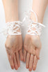 Girls White Rhinestone Satin Bow Lace Fingerless Communion Flower Girl Gloves - SophiasStyle.com