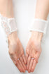 Girls White Clear Bead Lace Mesh Fingerless Communion Flower Girl Gloves - SophiasStyle.com