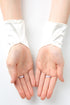 Girls Ivory Pearl Sequin Coiled Lace Satin Communion Flower Girl Gloves - SophiasStyle.com