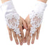 Girls White Pearl Sequin Coiled Lace Satin Communion Flower Girl Gloves - SophiasStyle.com