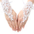 Girls White Pearl Adorned Lace Fingerless Communion Flower Girl Gloves - SophiasStyle.com