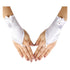 Girls White Fingerless Satin Ribbon Accented Communion Flower Girl Gloves - SophiasStyle.com
