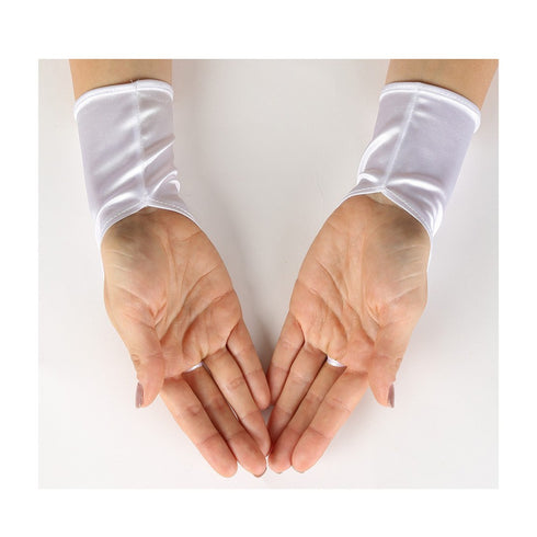Girls White Fingerless Satin Ribbon Accented Communion Flower Girl Gloves - SophiasStyle.com