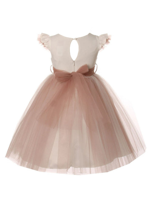 Big Girls Tulle Flower Corsage Ruffled Sleeves Junior Bridesmaid Dress 2-12 - SophiasStyle.com