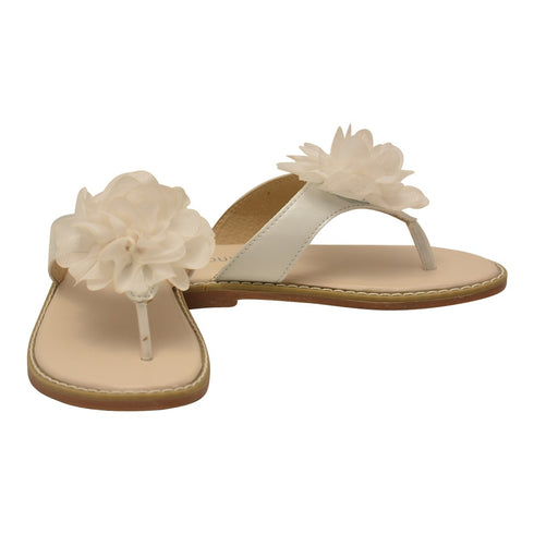 L`Amour Little Girls White Organza Flower Thong Sandals 11-4 Kids - SophiasStyle.com