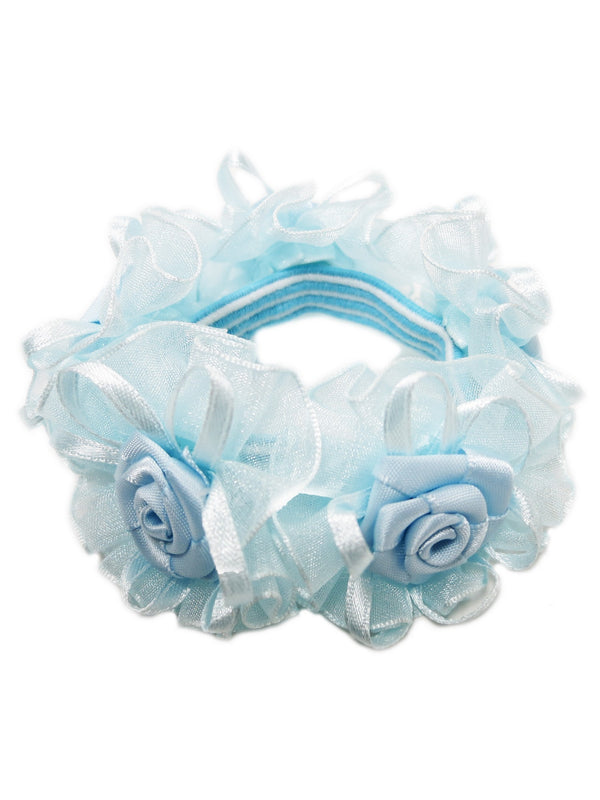 Girls Blue 3D Flower Embellished Stylish Stretchy Headband - SophiasStyle.com