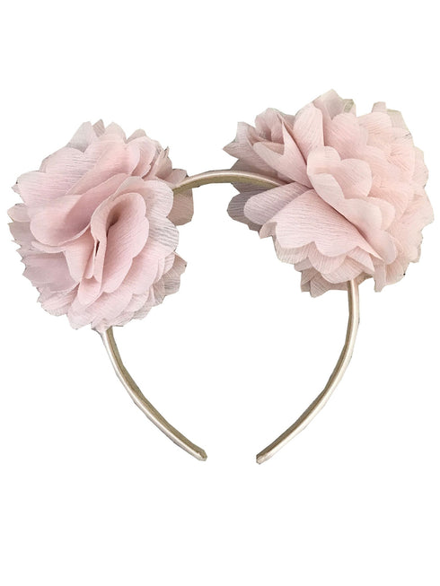 Petite Adele Girls Blush Two Chiffon Flowers Stylish Headband One Size - SophiasStyle.com