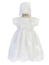 Swea Pea & Lilli Baby Girls White Corded Embroidered Tulle Baptism Dress 0-18M - SophiasStyle.com