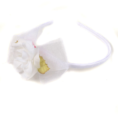 Kids Dream Girls Rose Flower Organza Bow Narrow Headband - SophiasStyle.com