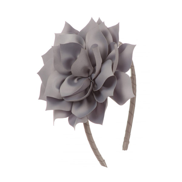 Kids Dream Girls Silver Satin Flower Headband - SophiasStyle.com
