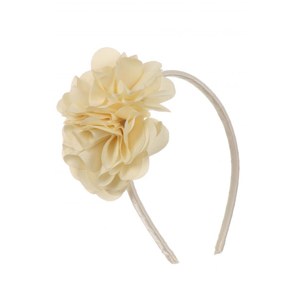 Kids Dream Girls Ivory Satin Flowers Headband - SophiasStyle.com