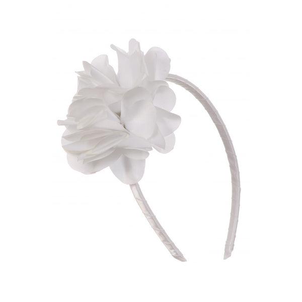 Kids Dream Girls White Satin Flowers Headband - SophiasStyle.com
